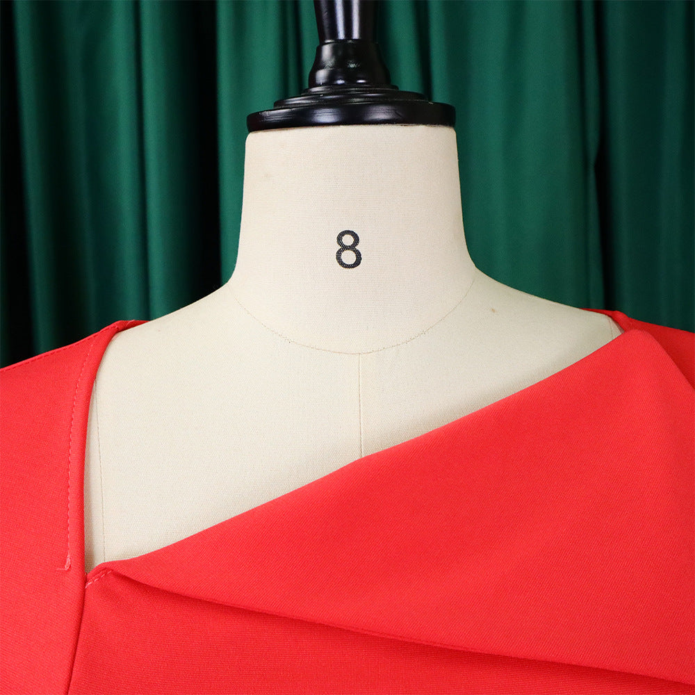 Women's Chic Tonle Fashion Slash Shoulder Dress 29