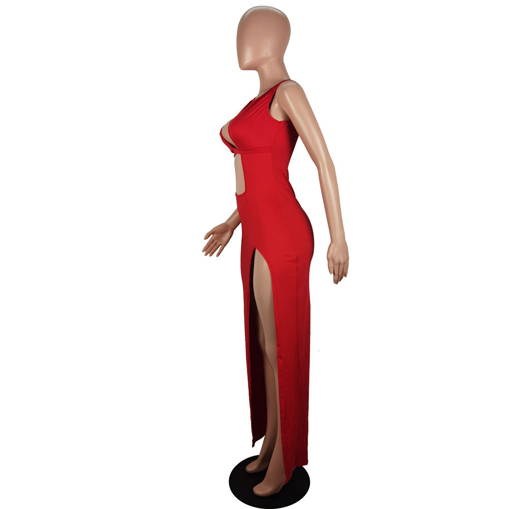 Spring summer women's fashion solid color asymmetrical sexy dress 13