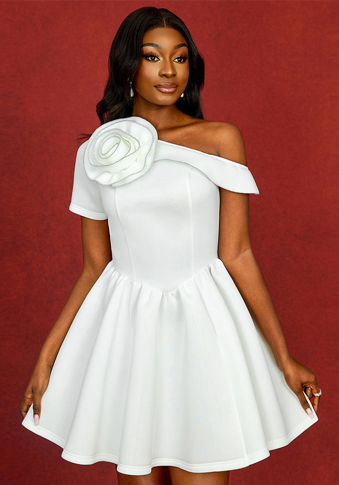 Solid Color A-Line One-Shoulder Wedding Dress