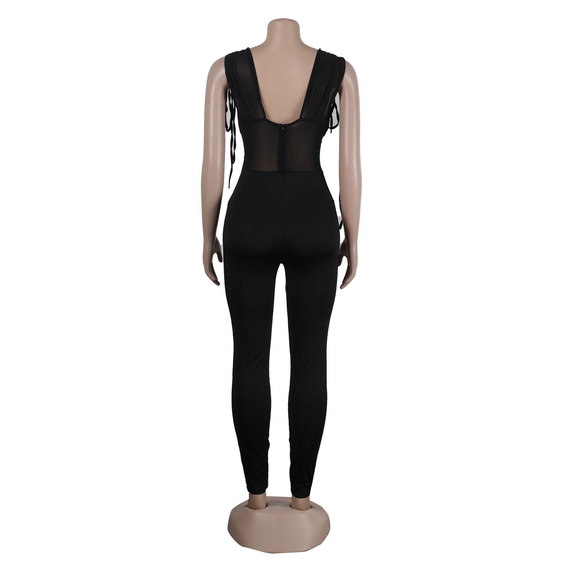Sexy Solid See-Through Stretch Tight Fitting Bodycon Jumpsuit 13