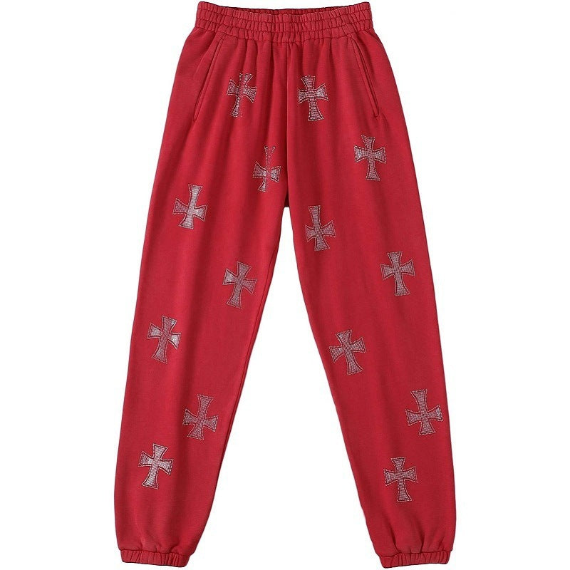 Women Autumn Loose Cross Beaded Zipper Hoodies 22