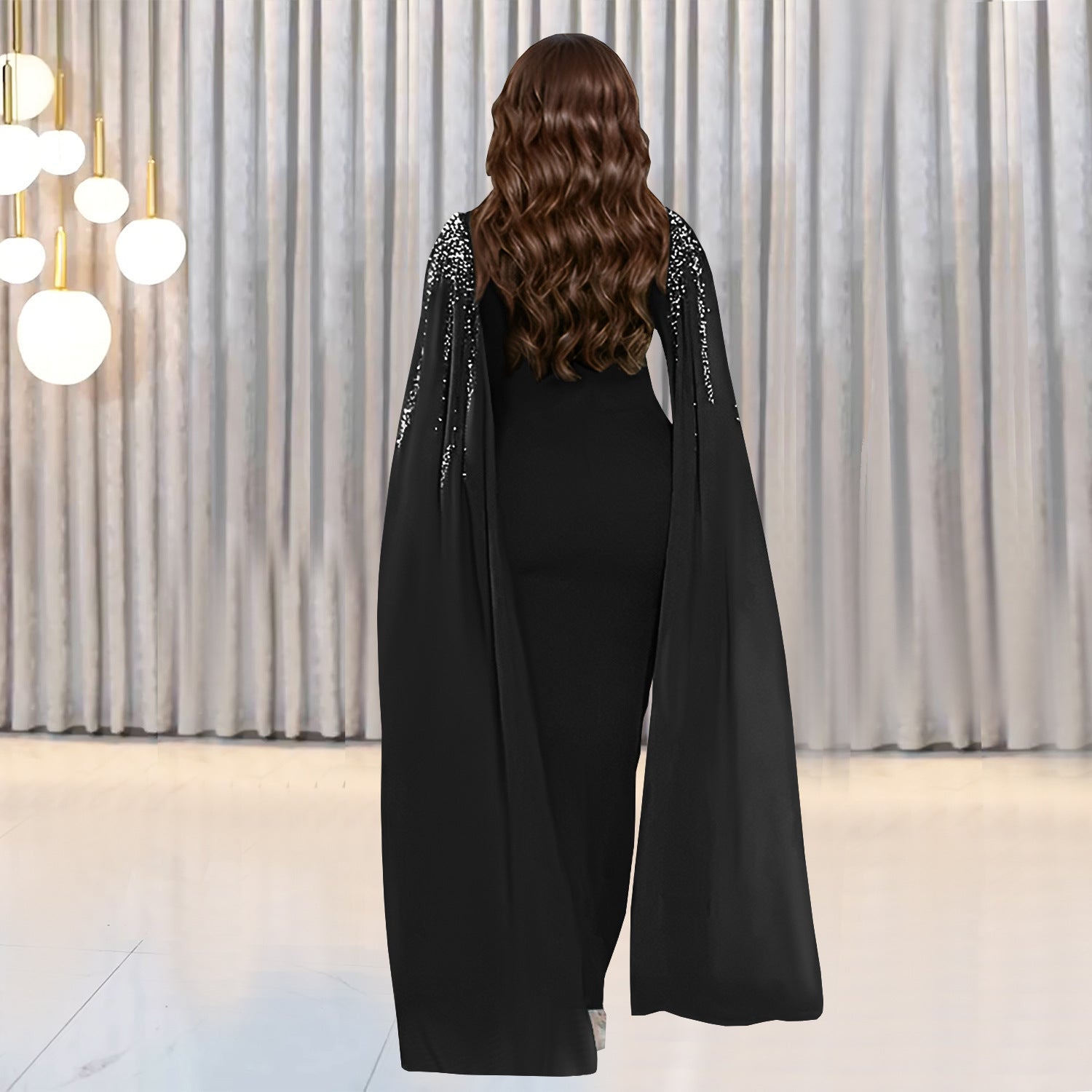 Women's Elegant Chic Beaded Fashionable Evening Dress 8