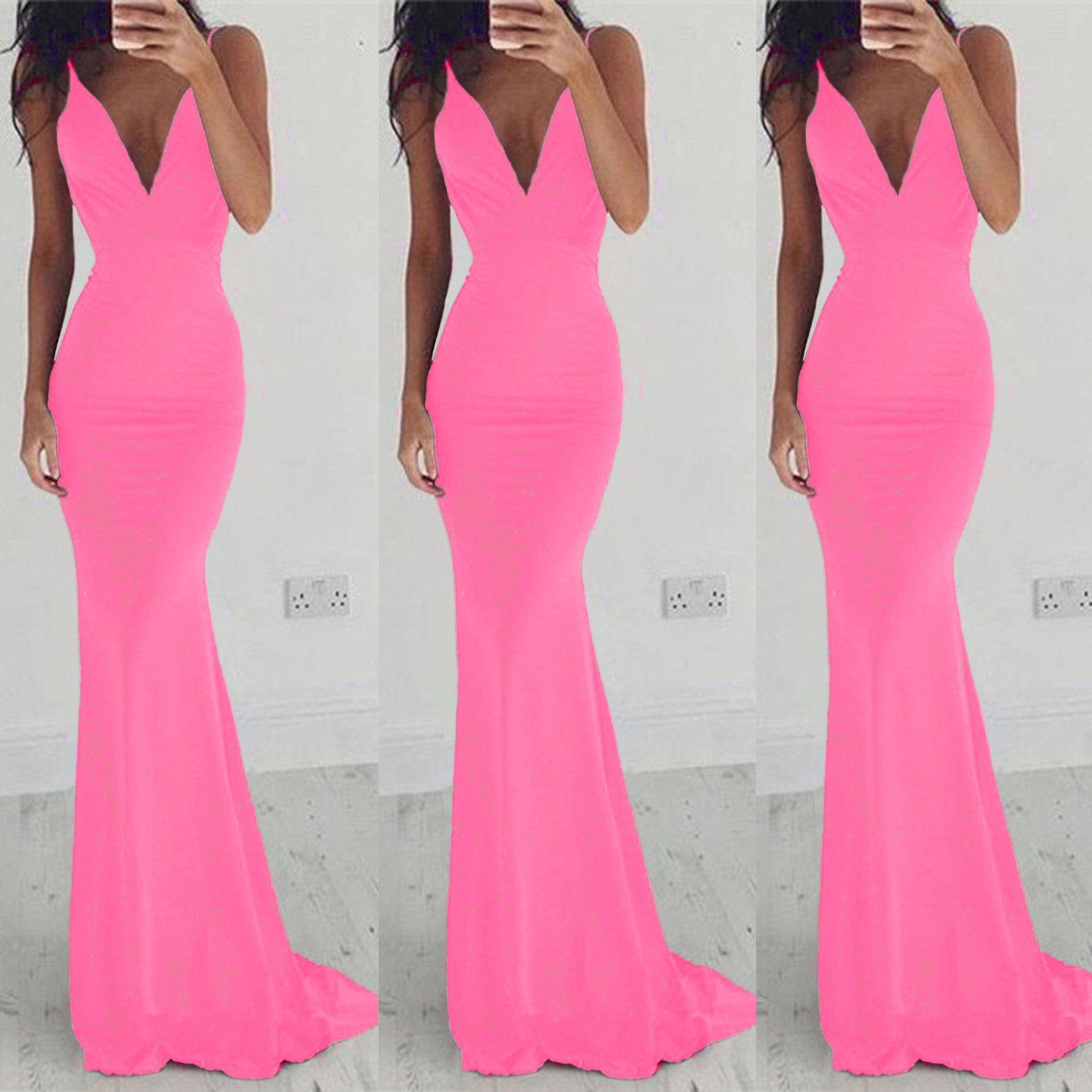 Women 's Fashionable Sexy Strap Low Back Long Cocktail Evening Dress 19