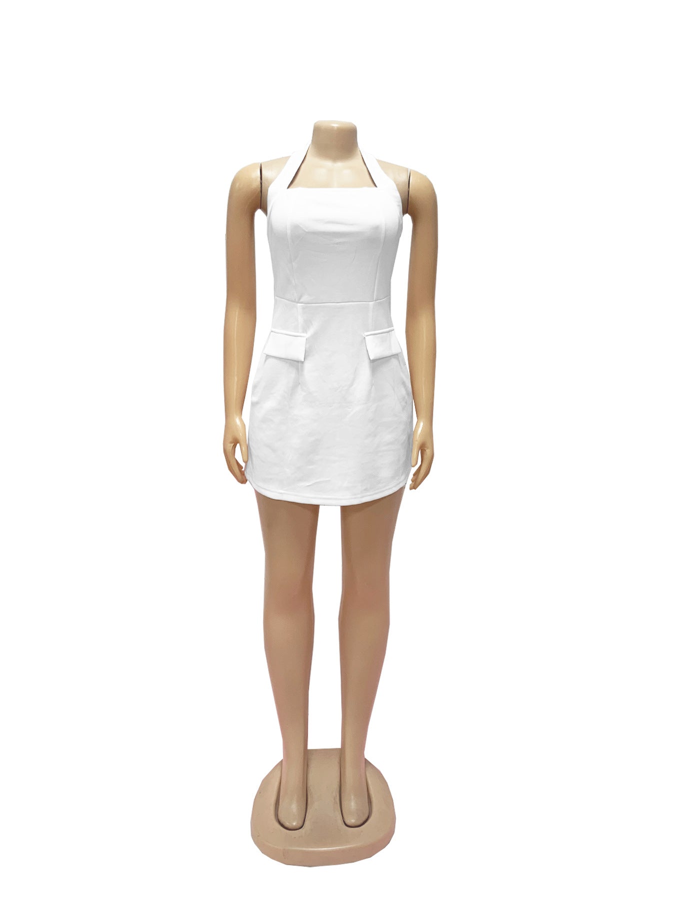 Summer Fashion Chic Strapless Halter Neck Low Back Short Dress 11