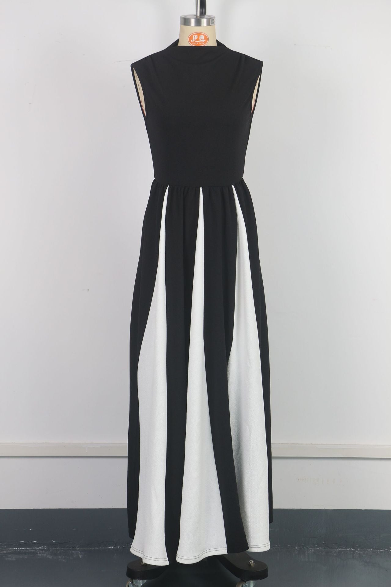 Womenƒ??s Elegant Evening Gown Contrast Patchwork Sleeveless Maxi Dress 11