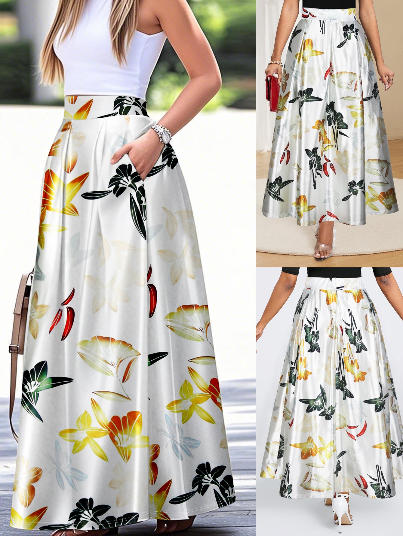 Women Elegant Printed Long Skirt 3