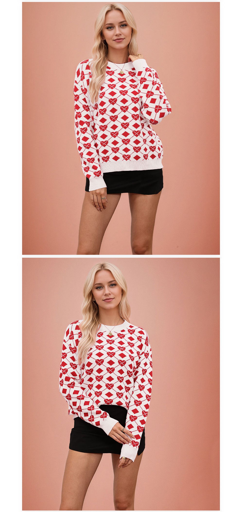 Women Autumn/Winter Heart Valentine's Day Sweater 12