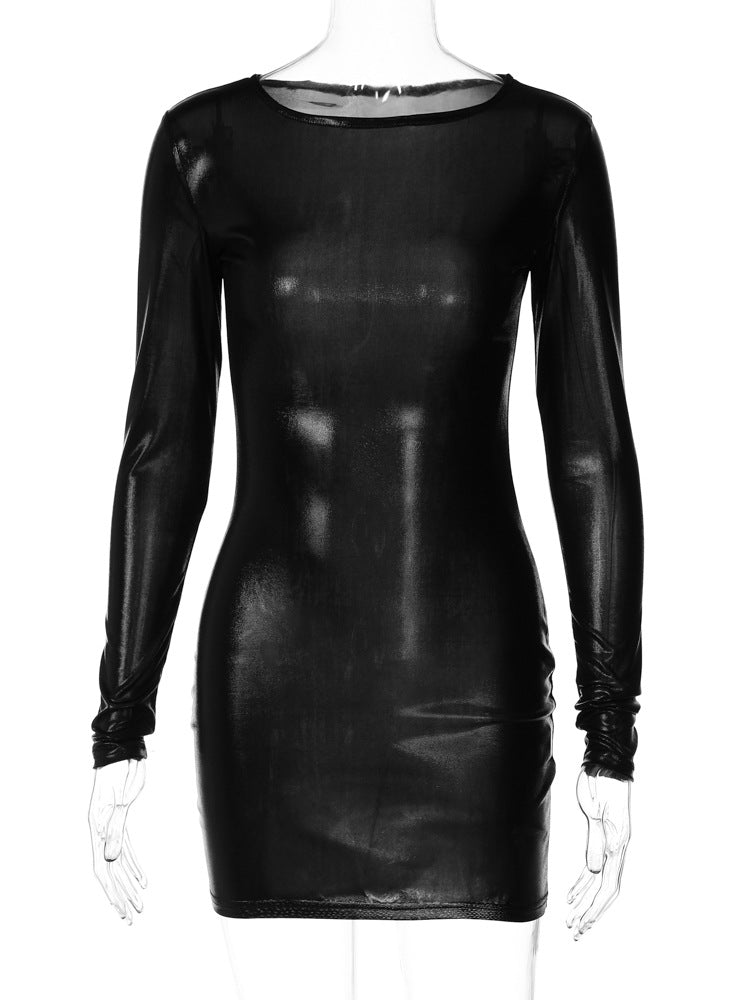 Women's Winter Fashion Sexy Slim Round Neck Long Sleeve Dress 20