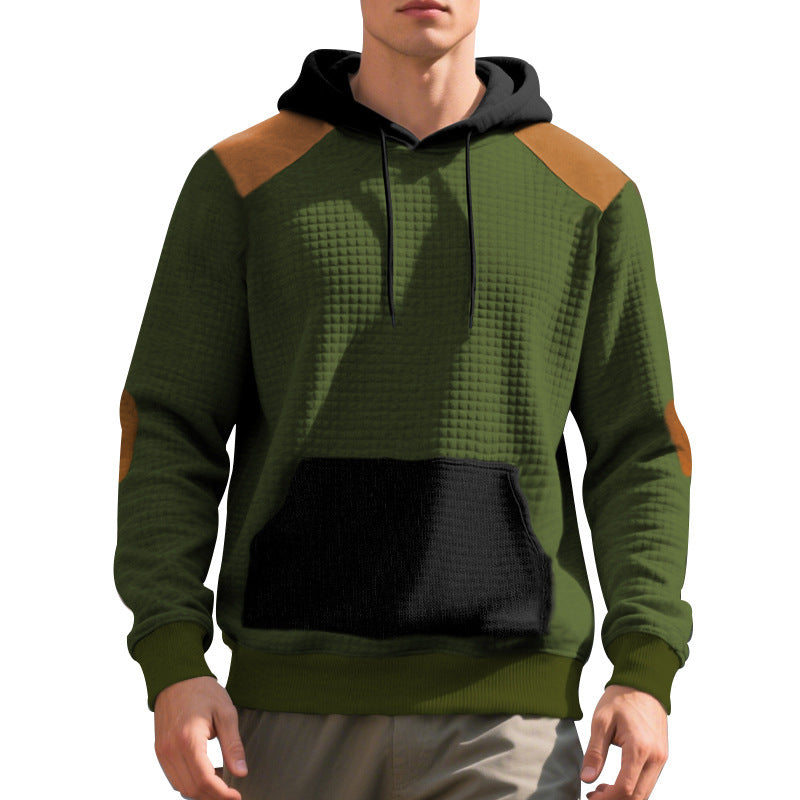 Men's American Autumn/Winter Casual Colorblock Jacquard Plaid Hoodies 4