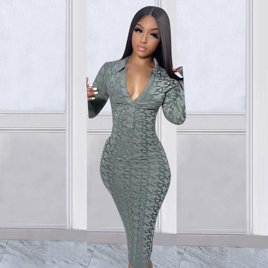 Women Autumn Long Sleeve Print Dress 4