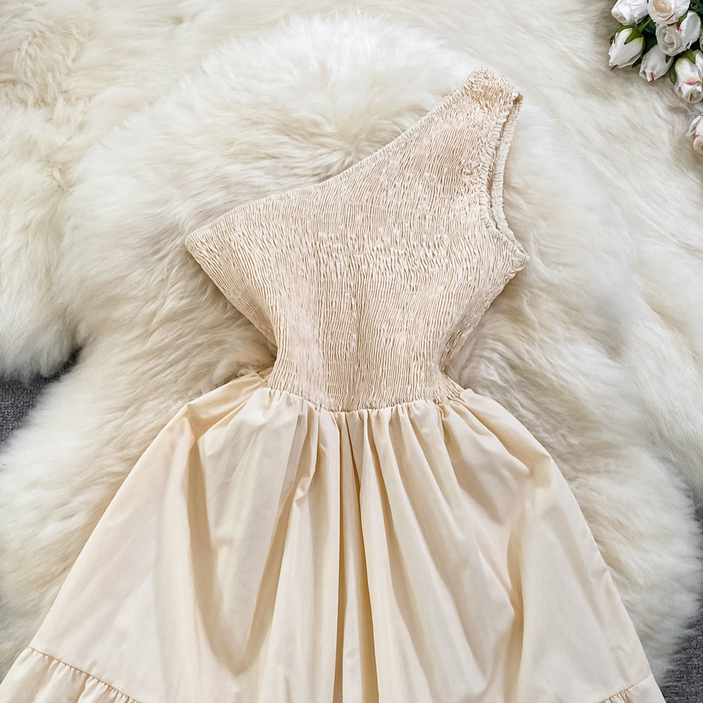 Retro Chic Sleeveless Slash Shoulder Slim Waist Slim Fit Beach Holidays A-Line Long Dress 51