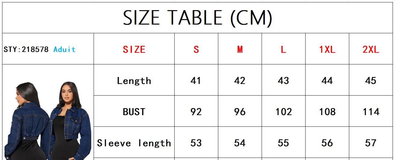 Women's Button Long Sleeve Short Denim Jacket 10