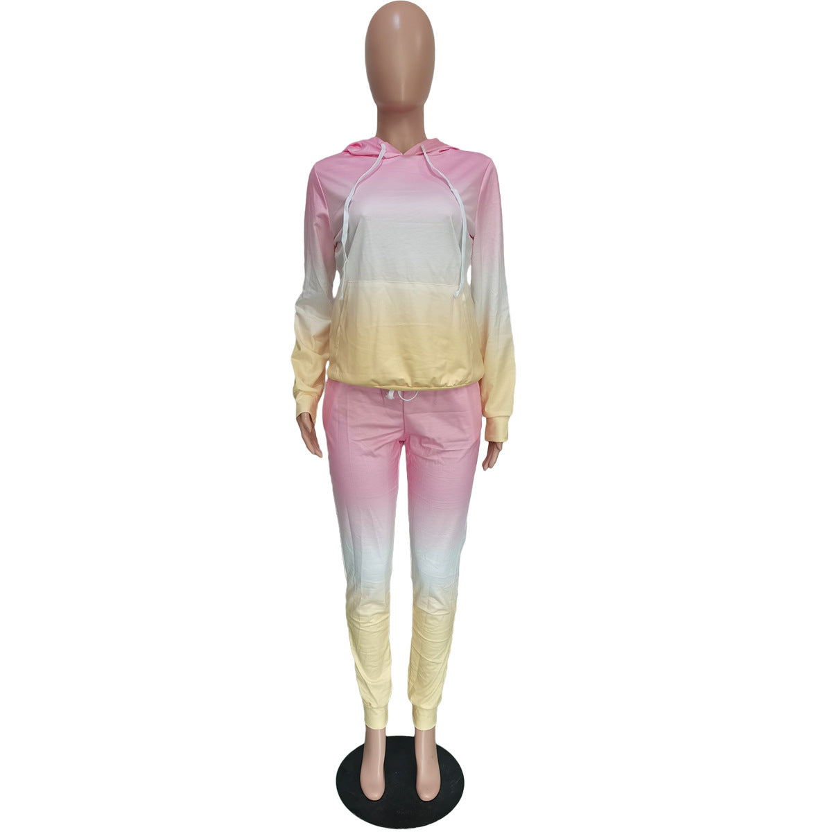 Women Casual Gradient Print Hoodies and Pant Two Piece 19