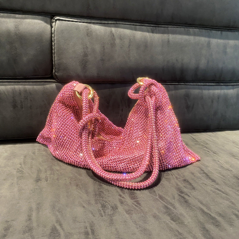 Women Pink Rhinestone Encrusted Handbag 18