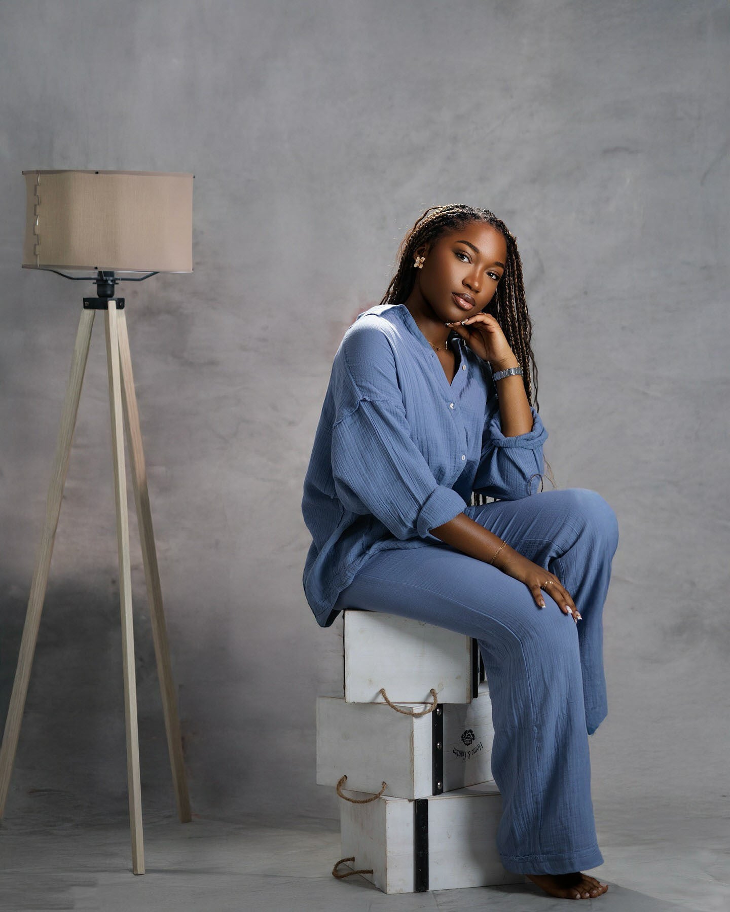 Women Turndown Collar Long-Sleeved Shirt and Pants Two-Piece Set 3