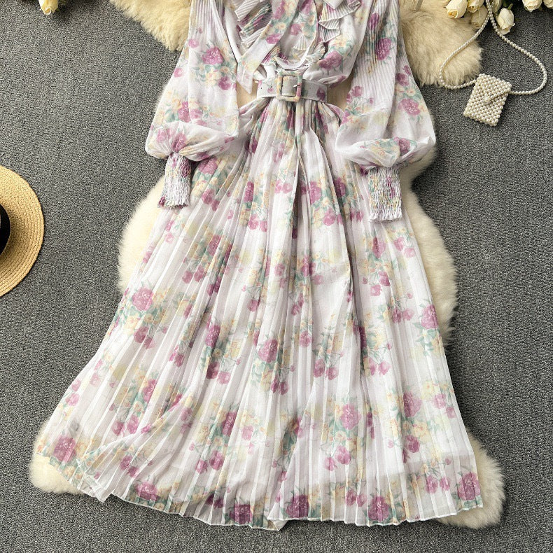 Women French floral pleated skirt 21