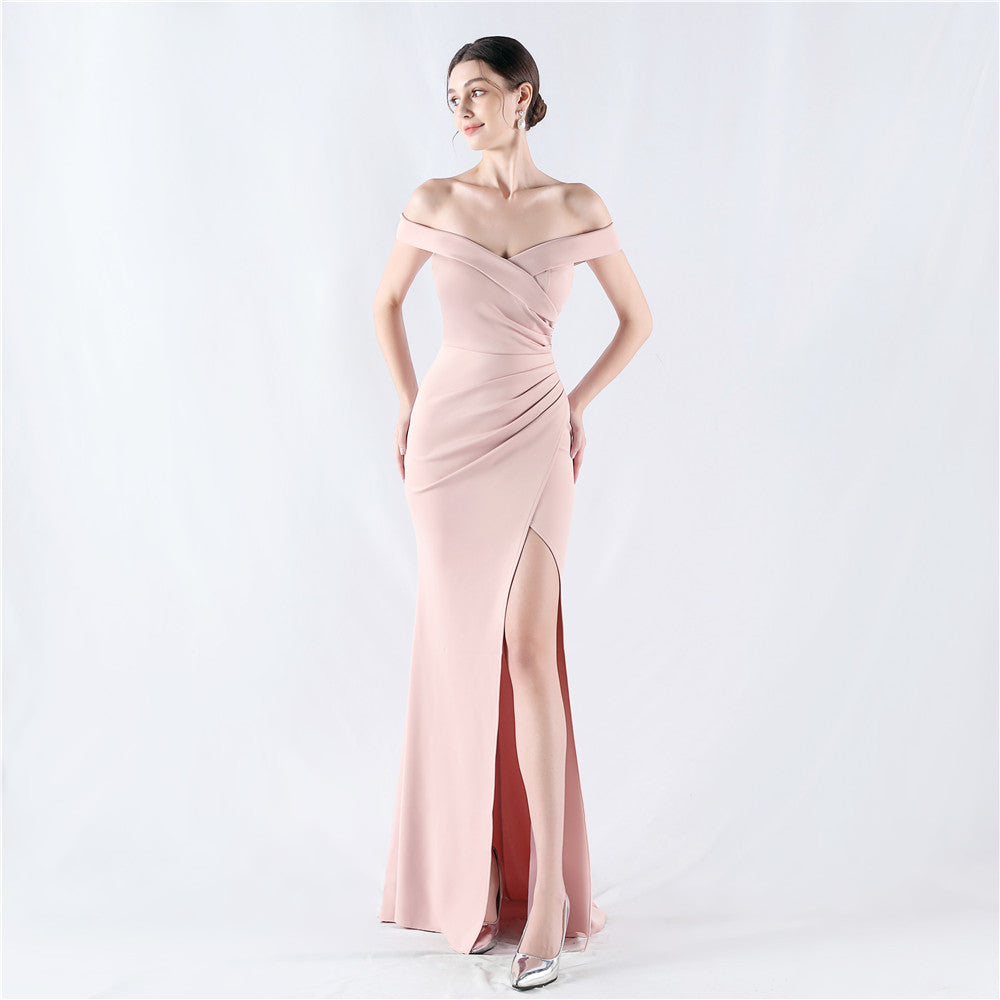Women Off Shoulder split fishtail evening dress 6