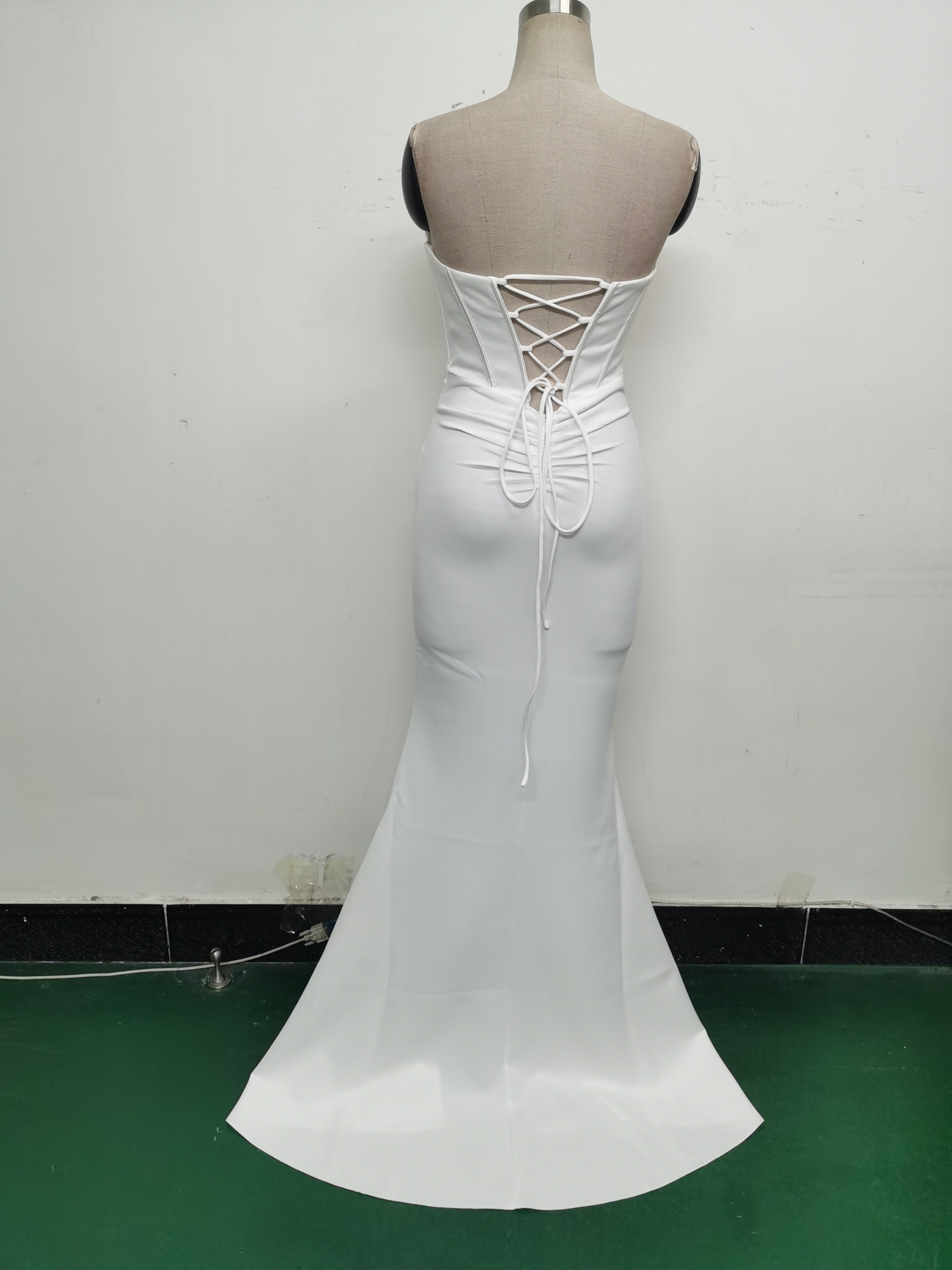 Women herringbone Strapless sweetheart neck hollow Lace-Up Formal Party evening dress 35