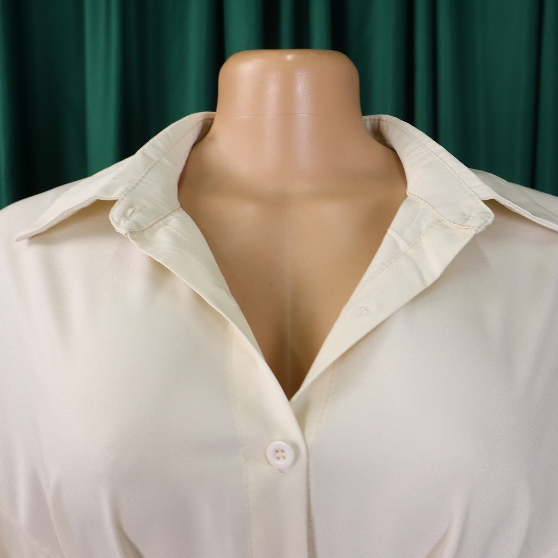 Women's Turndown Collar Solid Color Fashion Loose Casual Button Irregular Shirt Dress 42