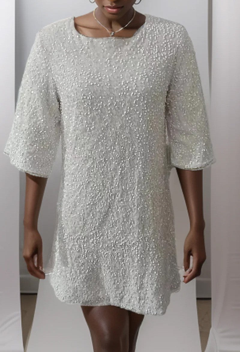 Autumn Winter Sequin Fashion Loose Short-Sleeved Dress 3