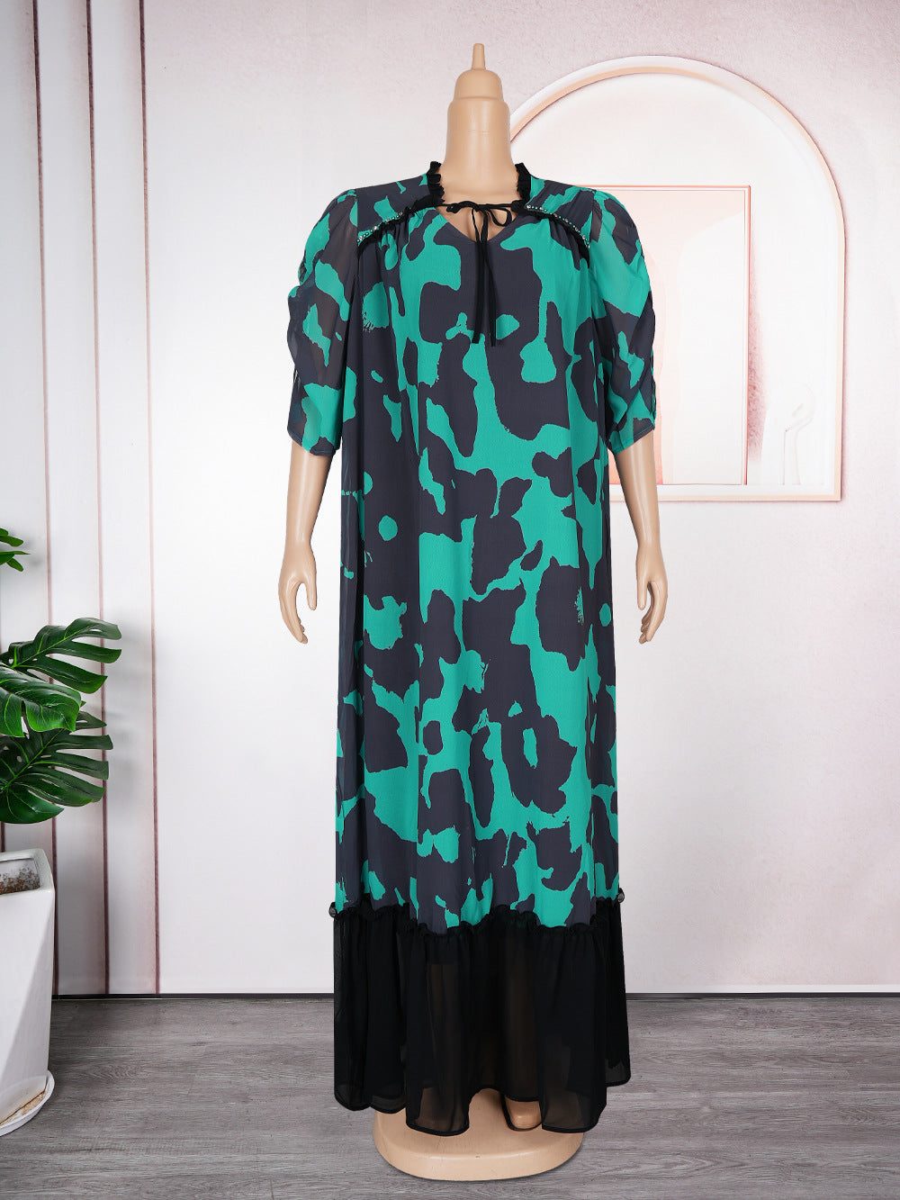 Plus Size African Women Chiffon Print Dress 10