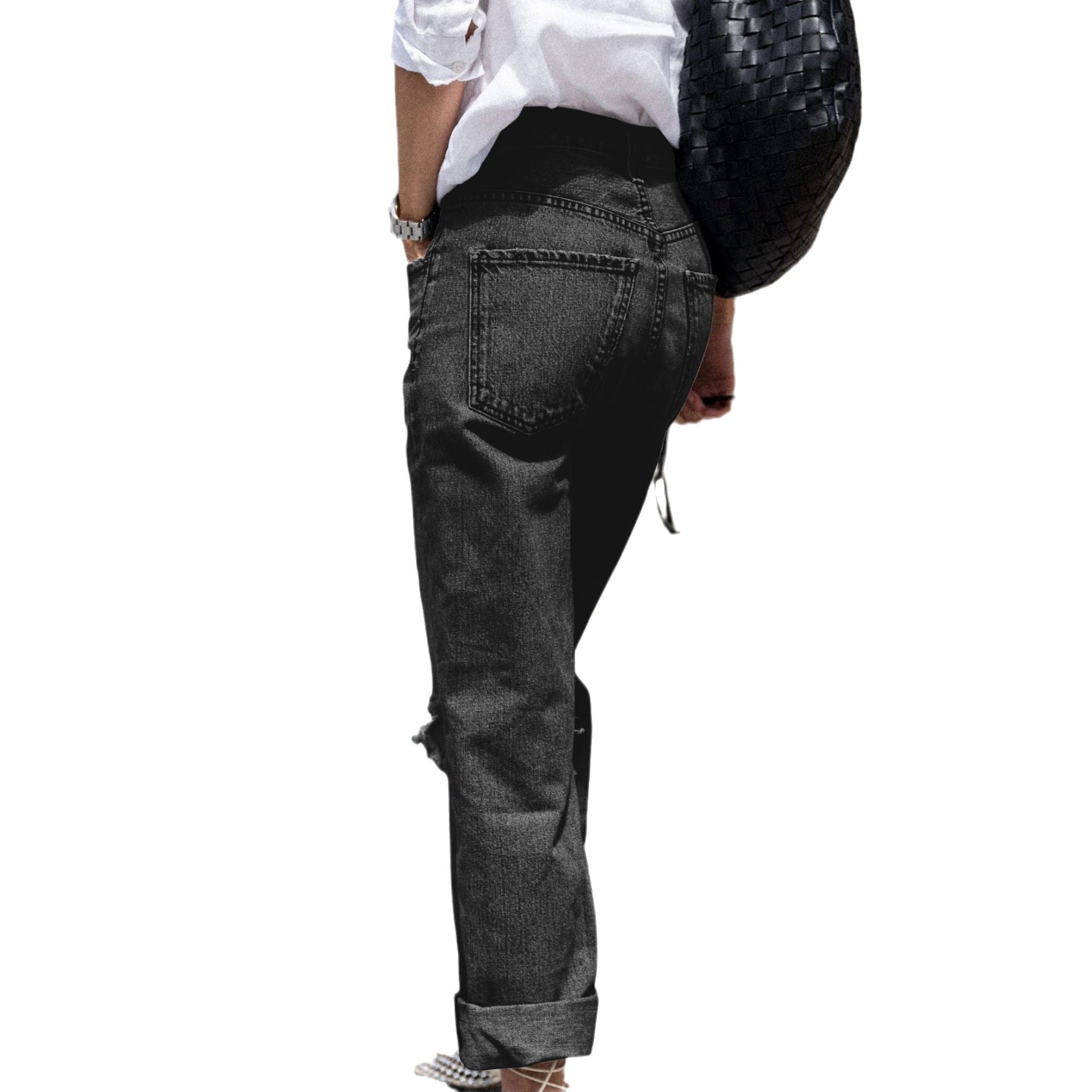 Women Ripped Casual Denim Pants 8