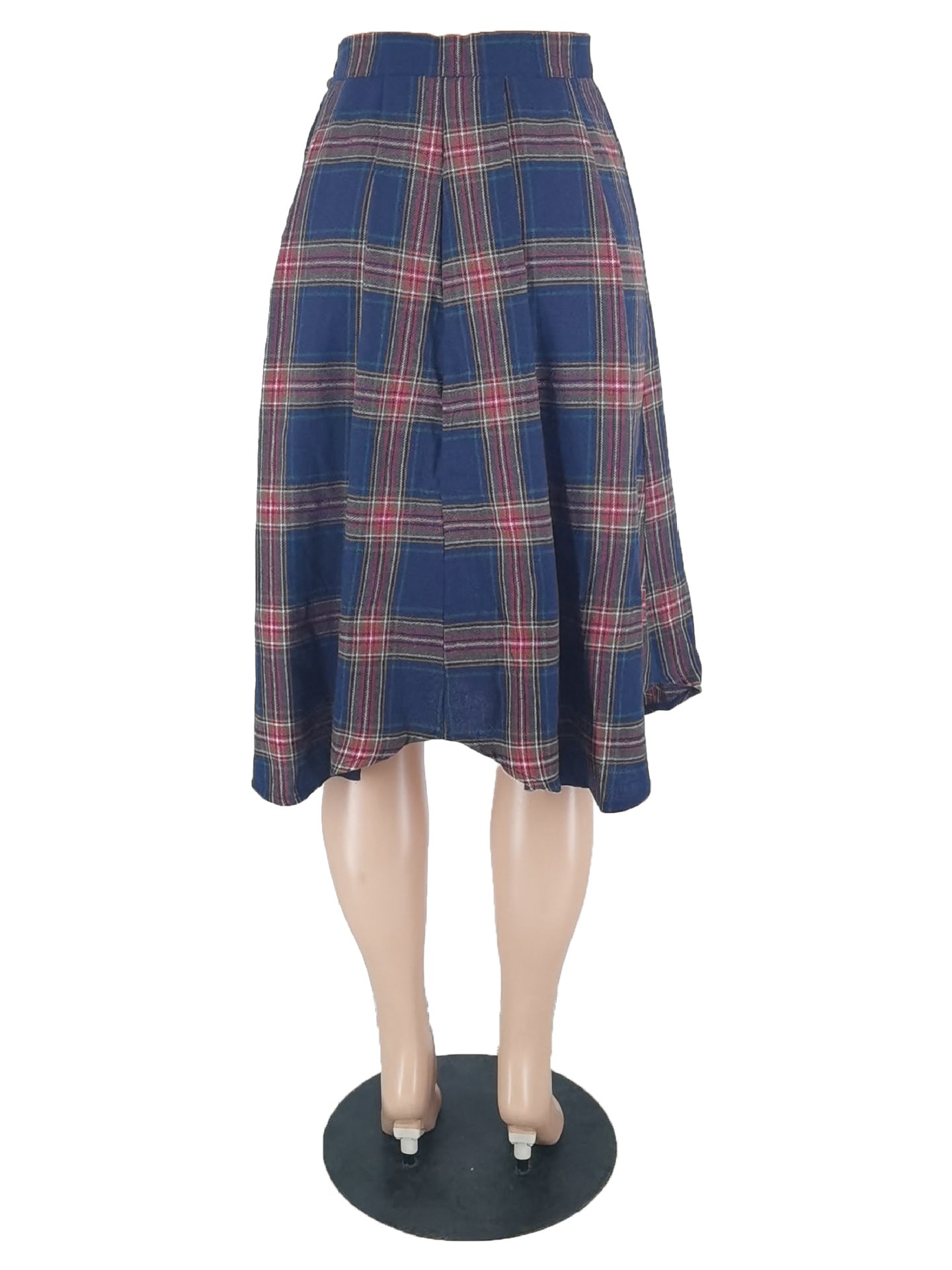 Women Casual Sexy Slit Plaid Skirt 6