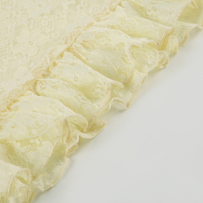 Sexy Lace Dress for Summer Holidays Slim Waist Straps Bodycon Mini Dress 14