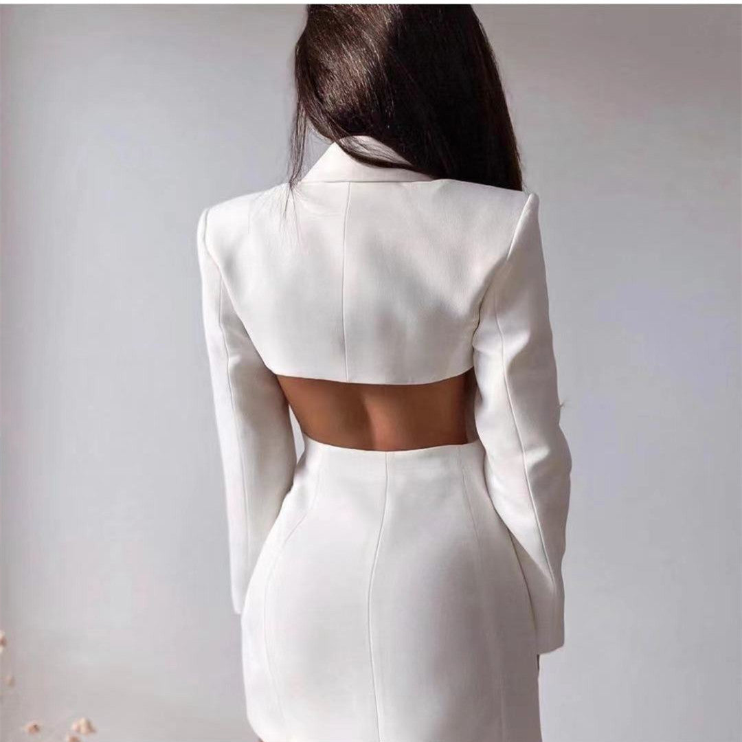 Women Backless Double-breasted Blazer Dress 7