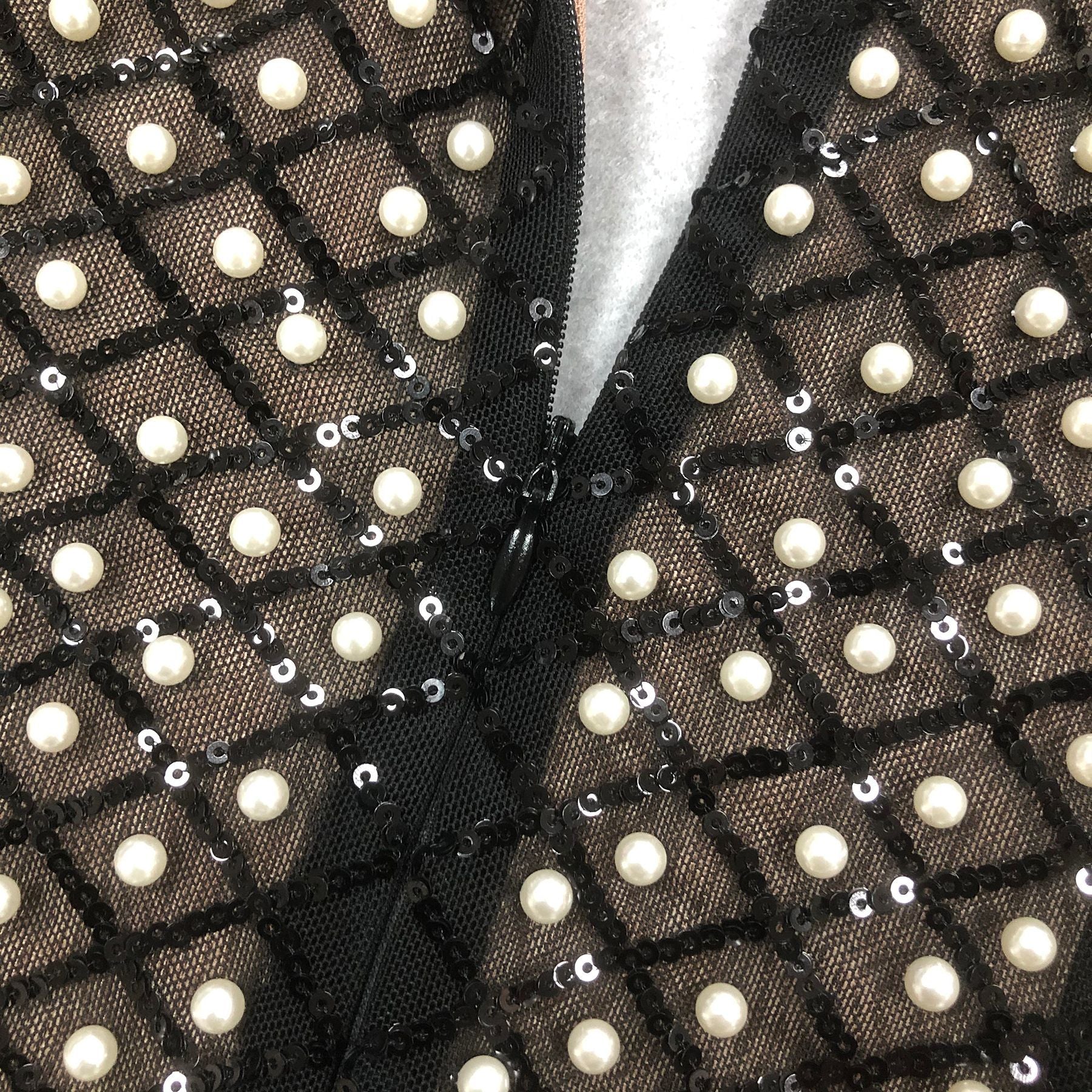 Women long-sleeved beaded rhinestone V Neck party bandage dress 26