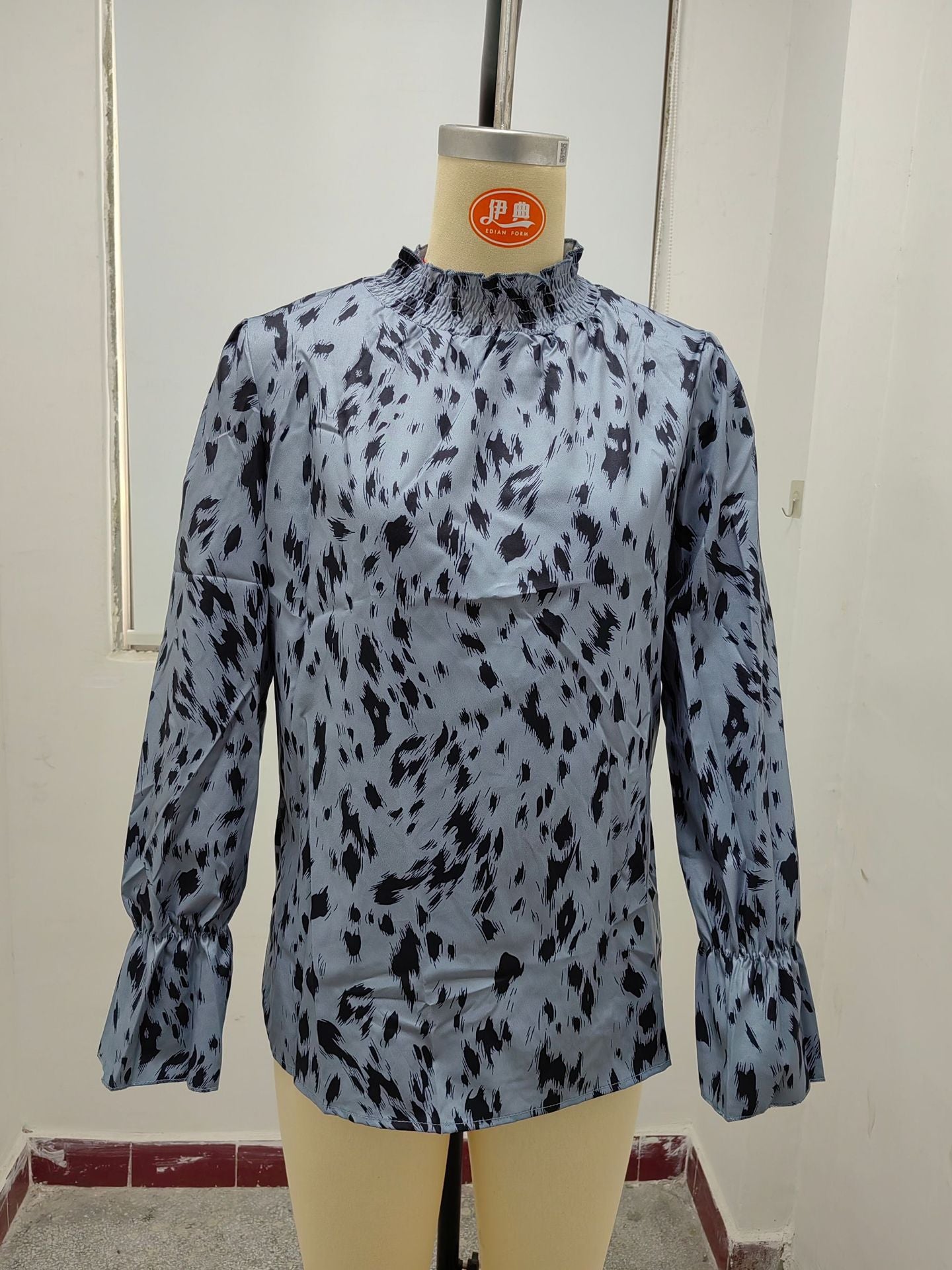 Women Autumn and Winter Chic Long Sleeve Half Turtle Collar Loose Shirt 19