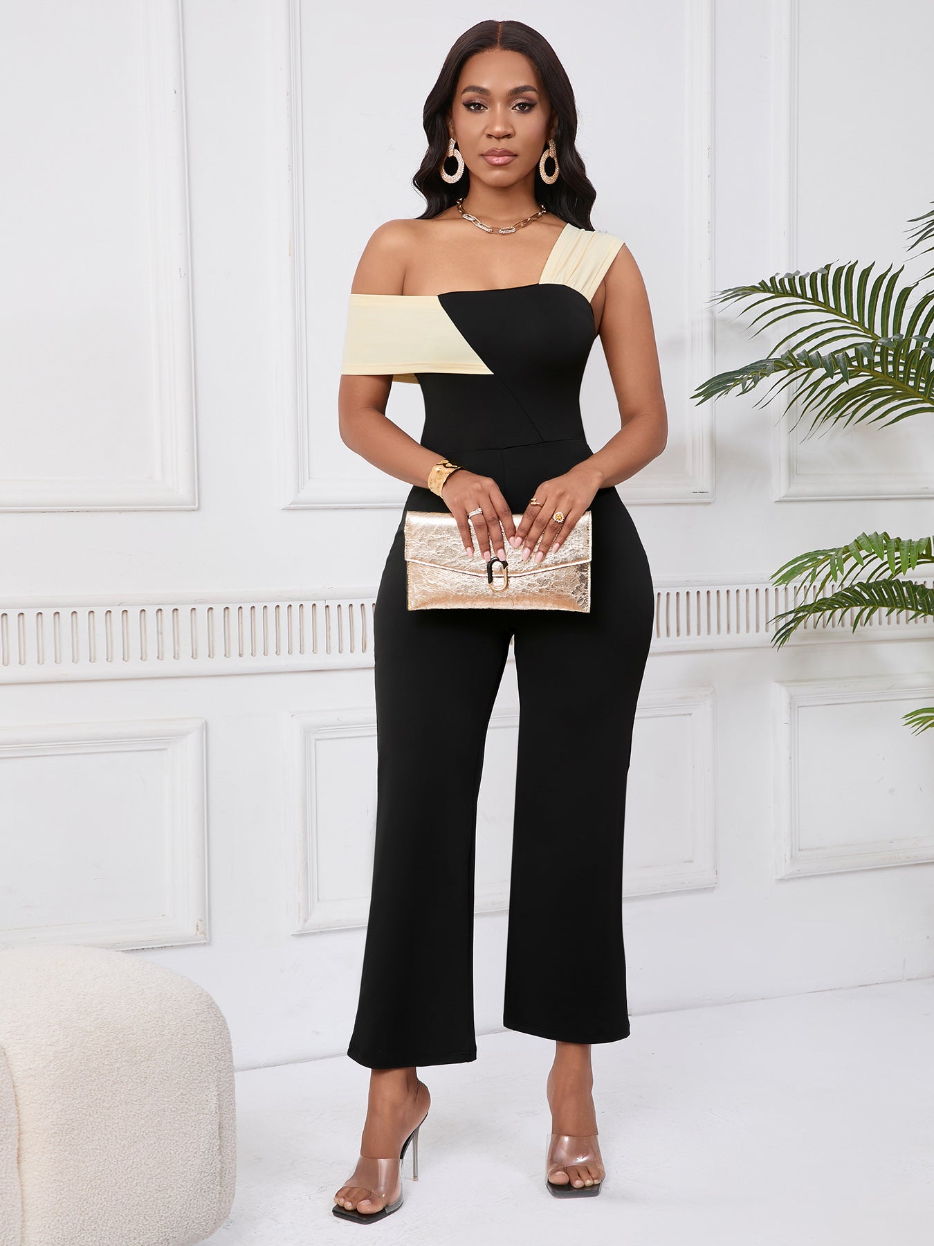 Women Summer Elegant Colorblock Strap Jumpsuit 7