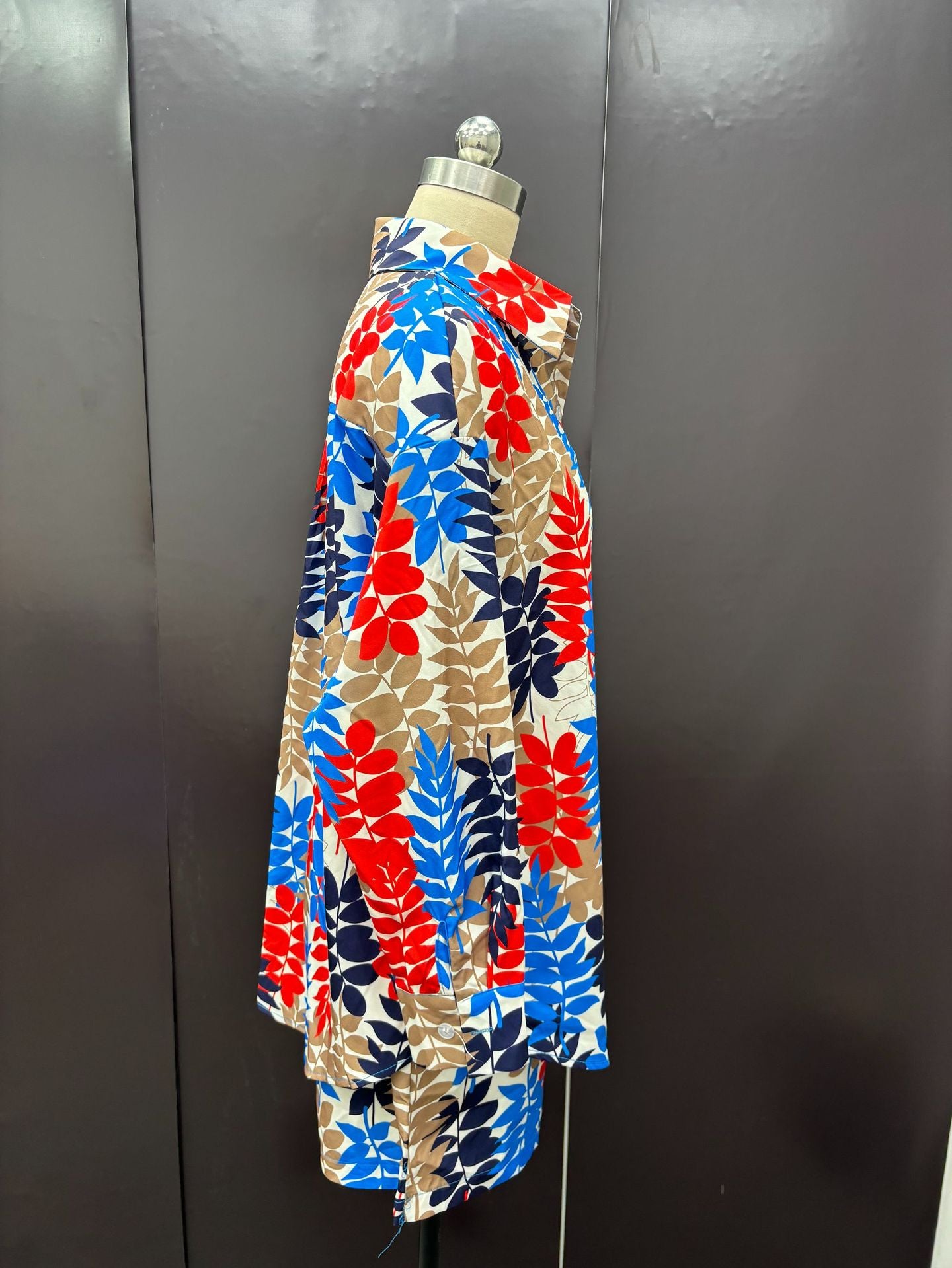 Fall Women Print Long Sleeve Shirt Shorts Women Two-Piece Set 9