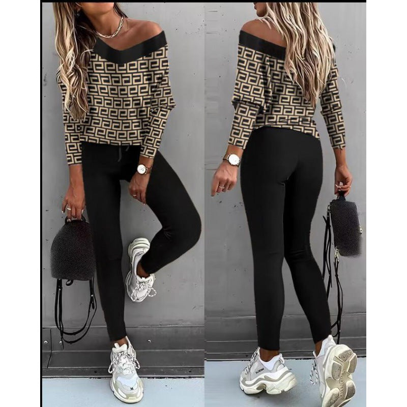 Women bat long-sleeved top and Pant two-piece set 3