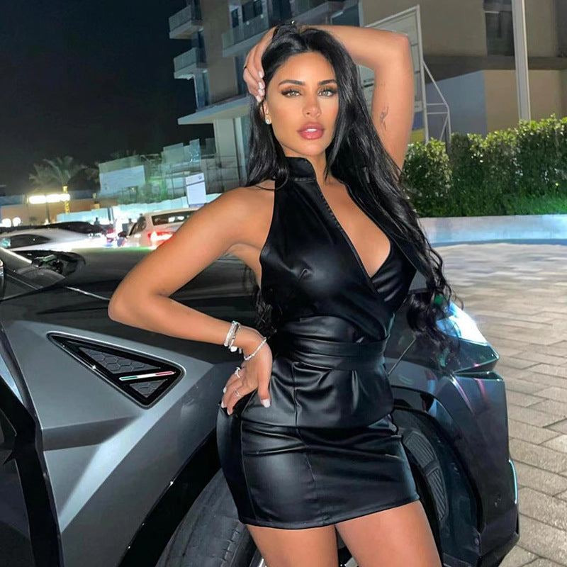 Women Spring and Summer Backless Sexy Belt Bodycon Dress 3