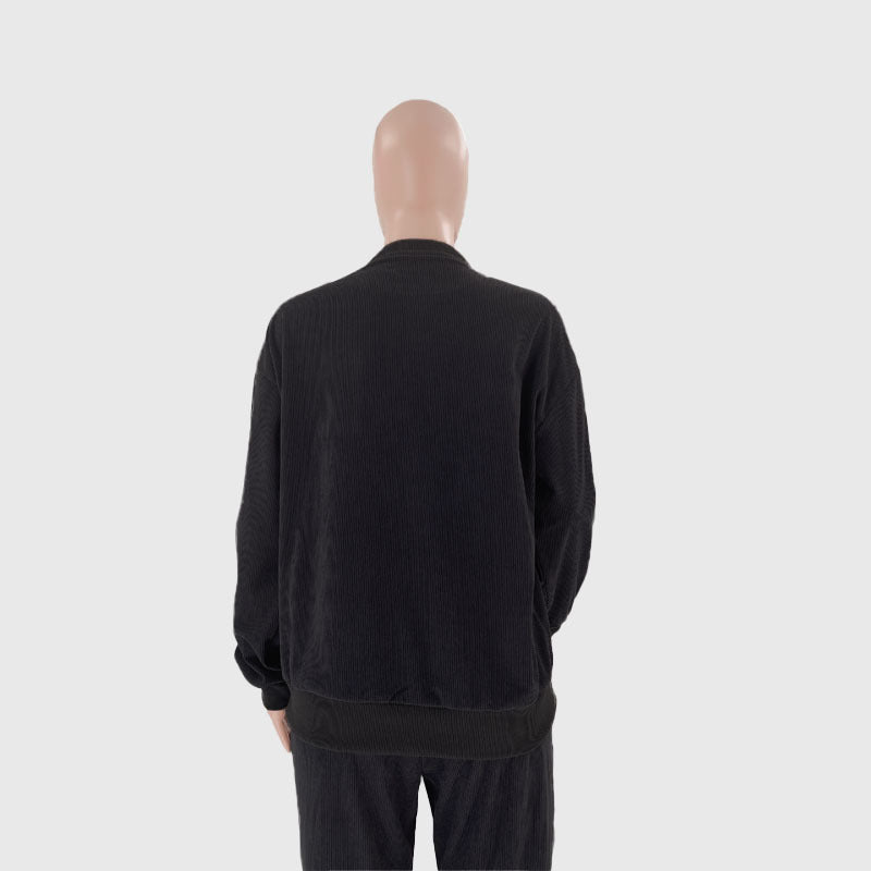 corduroy solid color Round Neck pullover long-sleeved two-piece fashion trouser suit women 25