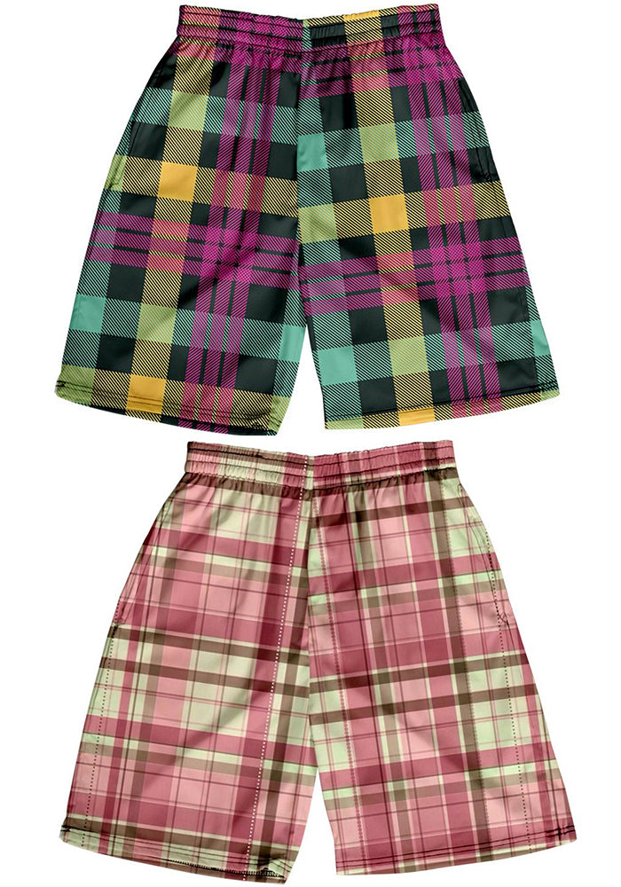 Men's Spring/Summer Hawaiian Casual Plaid Shorts 22