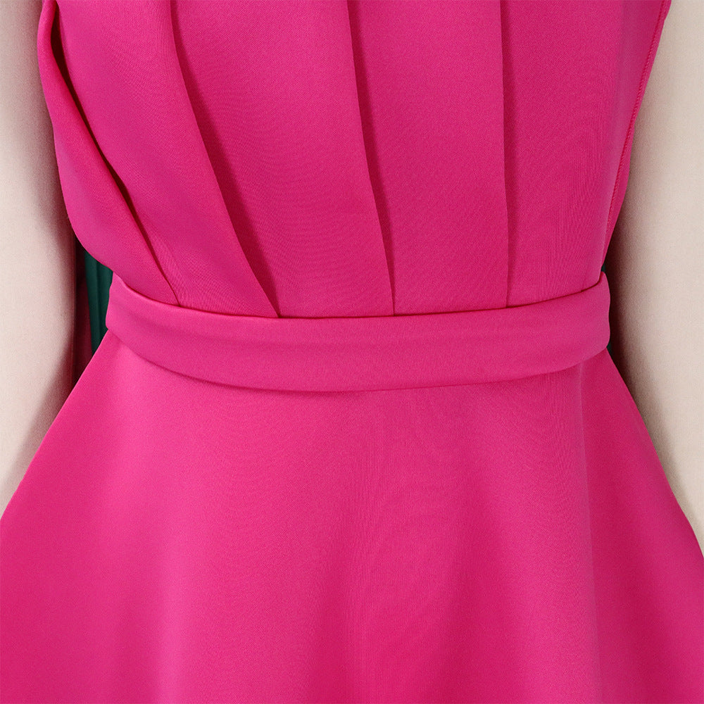 Plus Size Women Solid Sexy Pleated Formal Party Dress 23