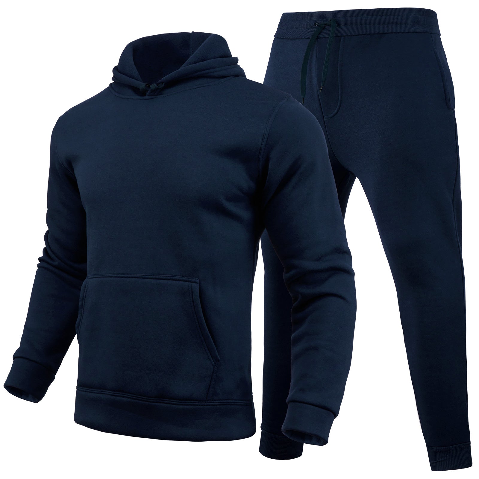 Men Casual Solid two-piece fleece loose Hoodies and sweatpants two-piece set 25