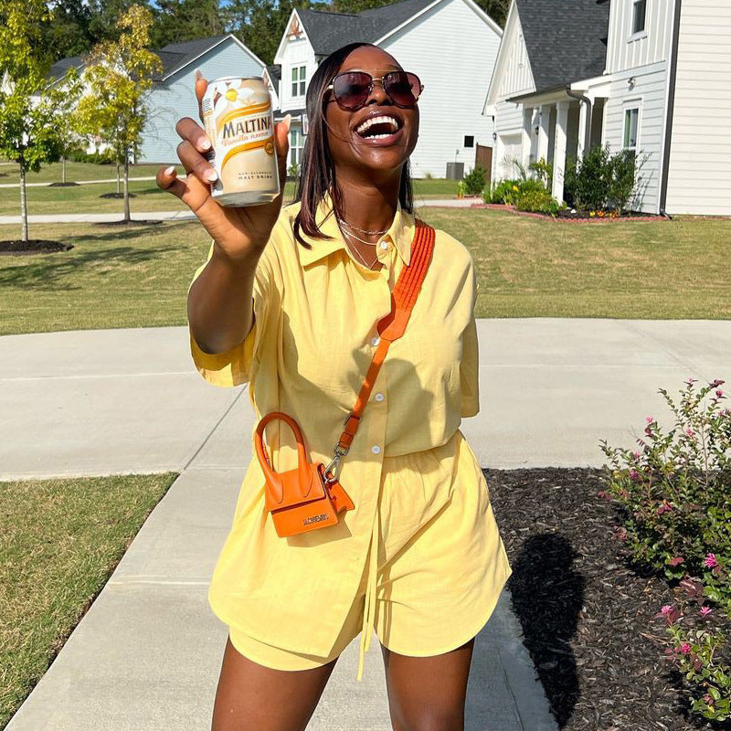 Women African casual short sleeve top and shorts two-piece set