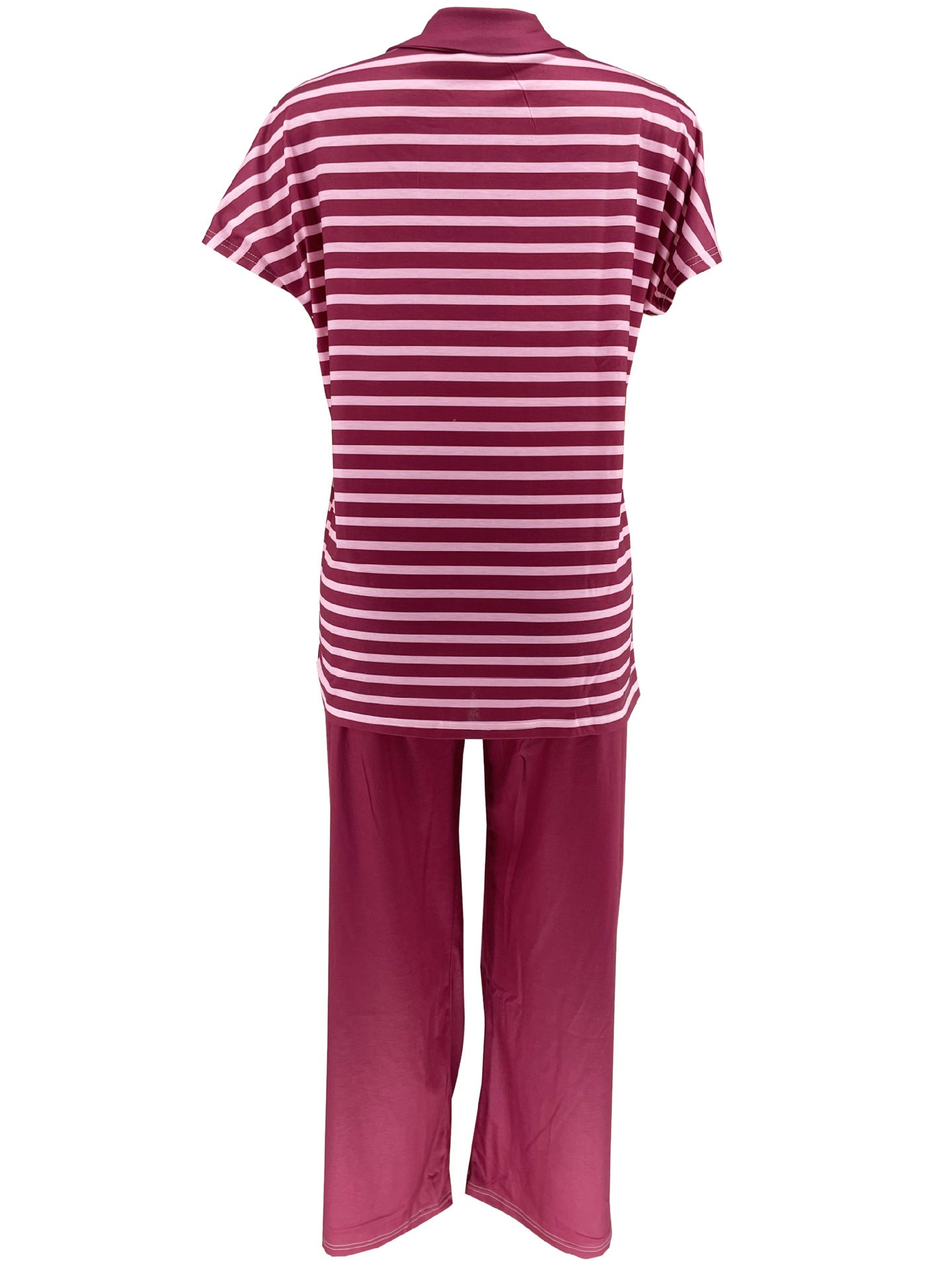 Fashion Casual Summer Short Sleeve Striped Print Two-piece Pants Set 12