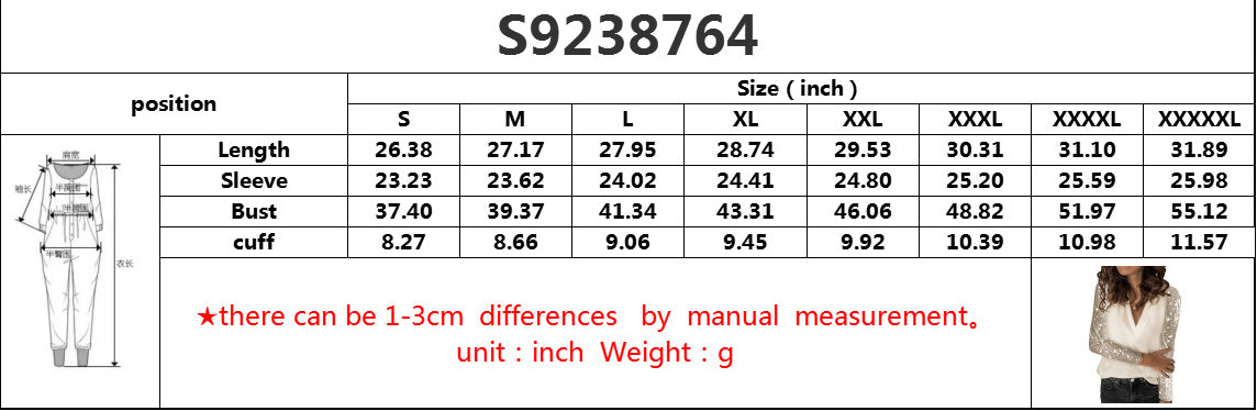 Autumn Women's Fashion Sequined Long-Sleeved V-Neck T-Shirt 6