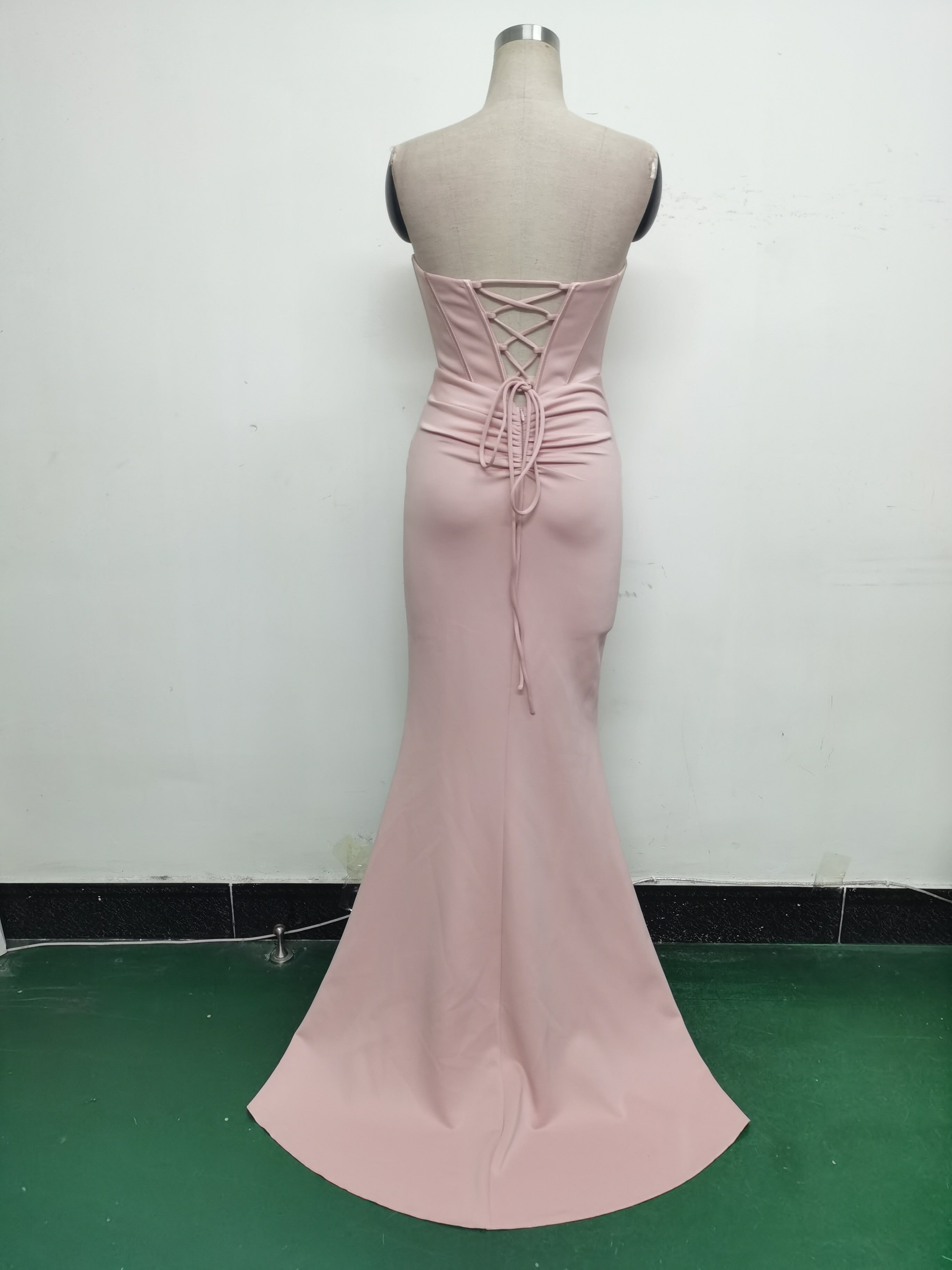 Women herringbone Strapless sweetheart neck hollow Lace-Up Formal Party evening dress 31