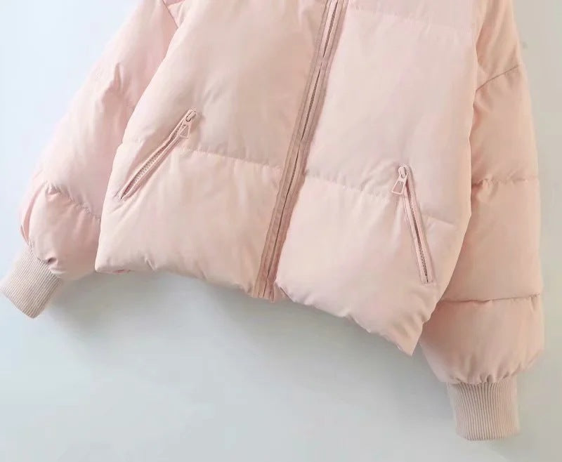 women's winter style fashion Stand Collar zipper pocket warm cotton-padded jacket 64