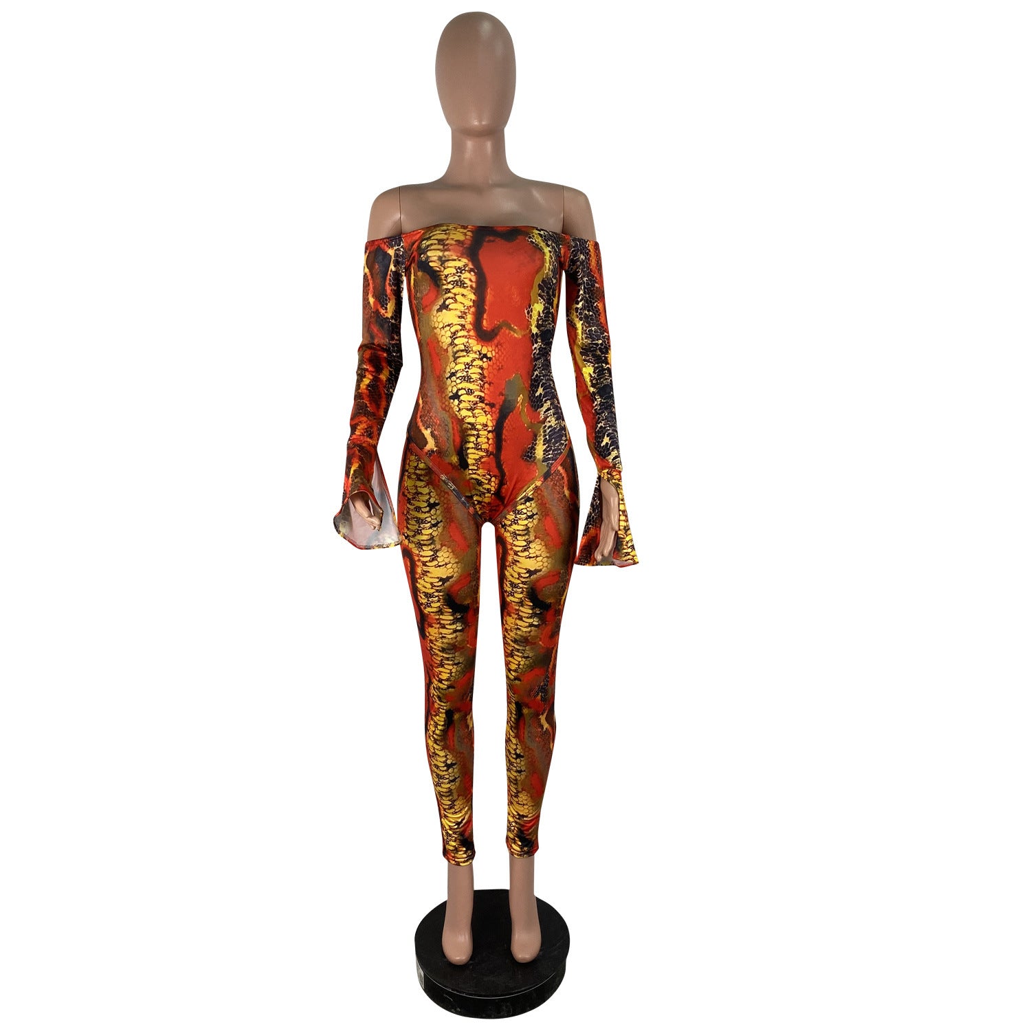 Women Long Sleeve Printed Bodysuit and Pant Two-piece Set 24