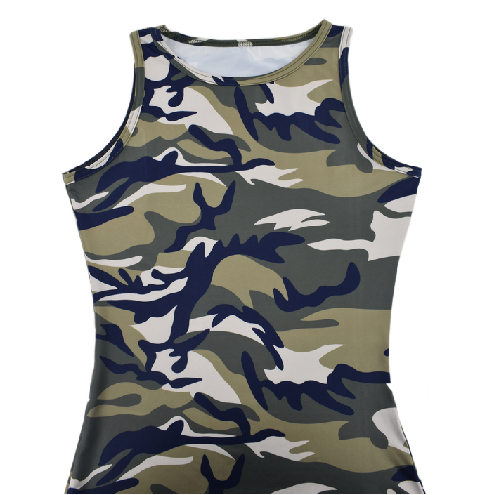 Women Sleeveless Camouflage Print Bodyson Dress 7