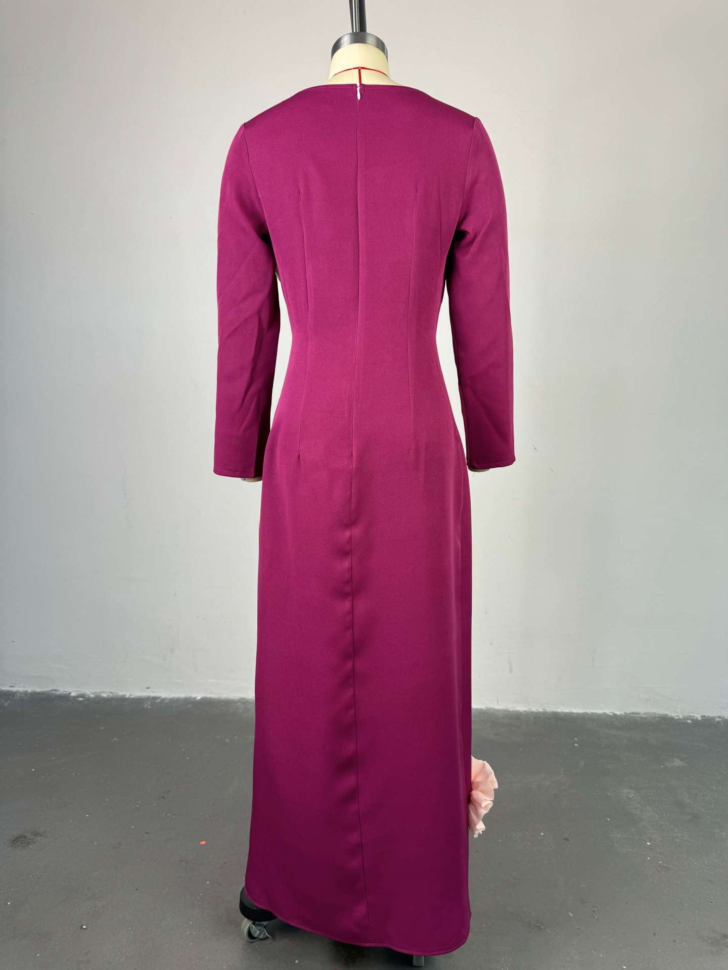 Women's Spring Chic Elegant Square Neck Flower High Waist Slim Fit long Dress 8