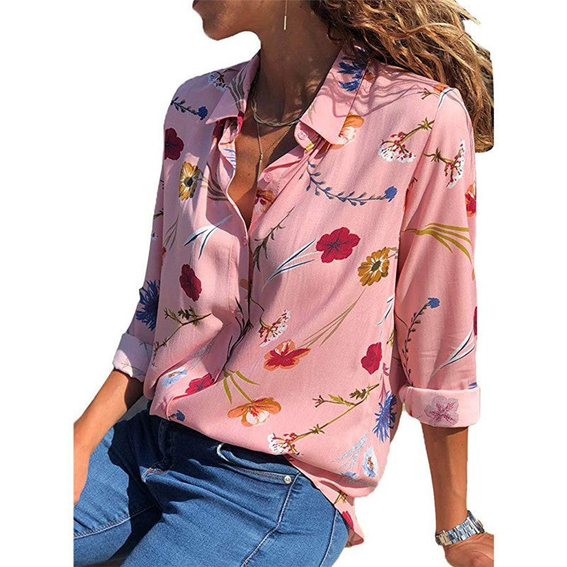 Women Casual Long Sleeve Color Block Shirt 7