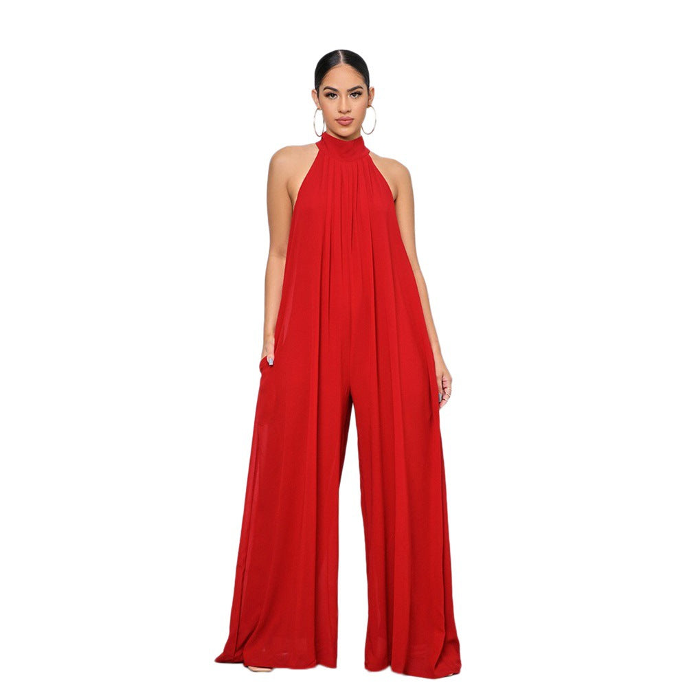 Solid Color Casual Chiffon Loose Women'S Jumpsuit 11
