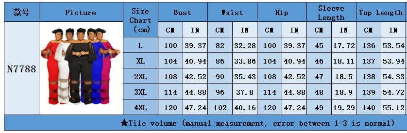 Women'S Off Shoulder Mesh Patchwork Sexy Casual Chic Plus Size Jumpsuit 16